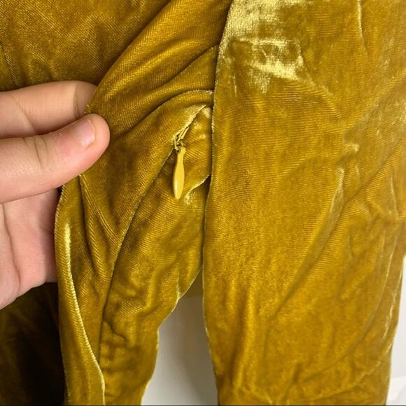J. Crew Gold Crushed Velvet Faux Side Wrap Blouse Size 0 - Picture 7 of 11
